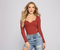 Back to Basics Notched Knit Bodysuit