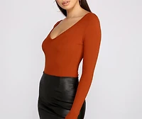Basic Long Sleeve V-Neck Bodysuit