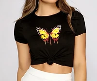 So Sweet Butterfly Graphic Knot Tee