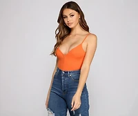 Basic Zip-Front Ribbed Knit Bodysuit