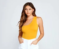 Stylish Basic One-Shoulder Bodysuit