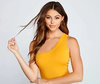 Stylish Basic One-Shoulder Bodysuit