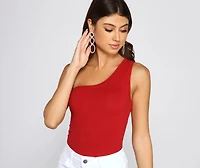 Stylish Basic One-Shoulder Bodysuit