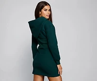 Keeping Knit Casual Hoodie Mini Dress
