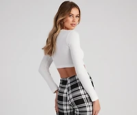 Trendy Basic Ribbed Knit Crop Top
