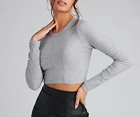 Trendy Basic Ribbed Knit Crop Top
