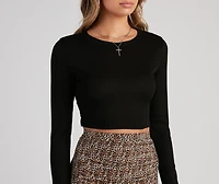 Keeping Knit Casual Crop Top