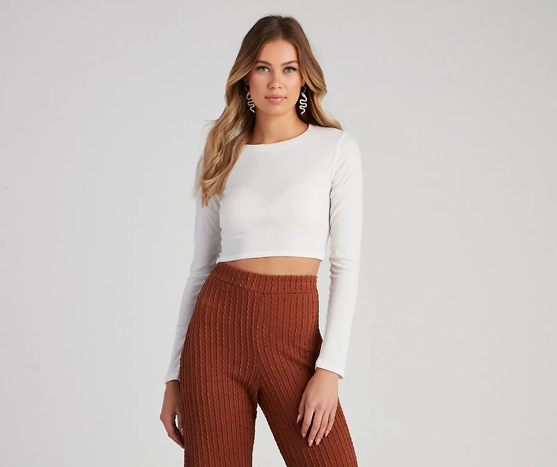 Keeping Knit Casual Crop Top