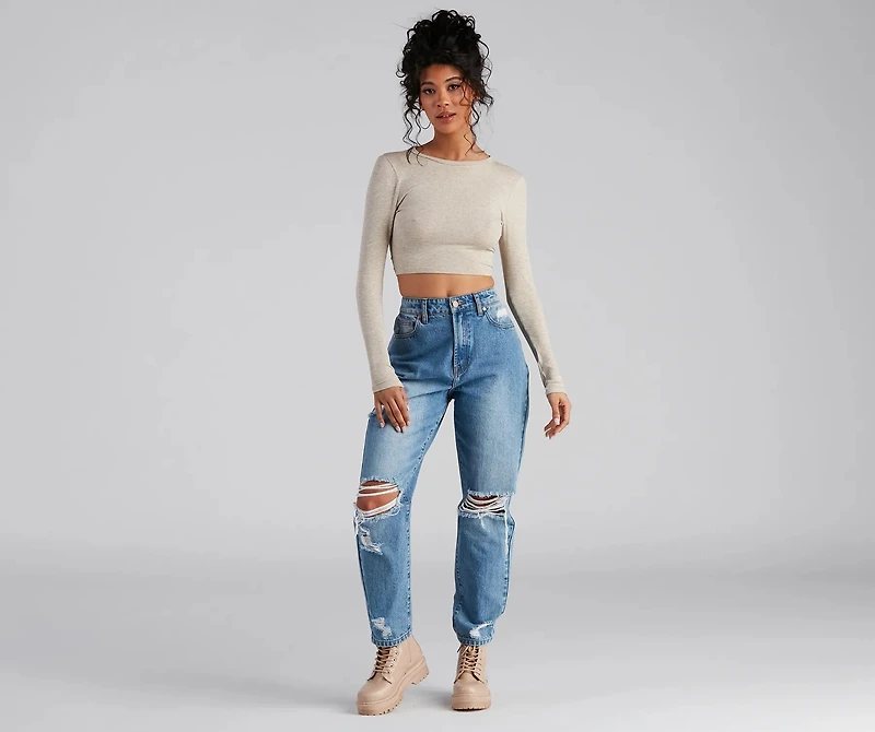 Go With It Ribbed Knit Crop Top