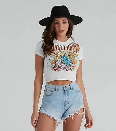 American Motorcycle Graphic Distressed Top