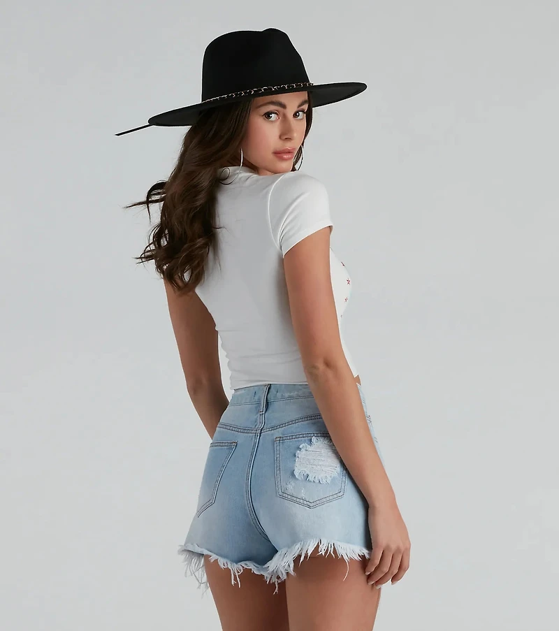 American Motorcycle Graphic Distressed Top