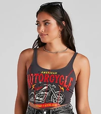 Moto Graphic Tank Crop Top