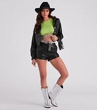 Fringe Benefits High Neck Crop Top