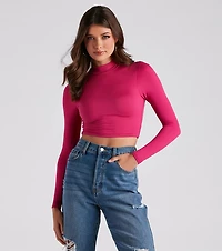 Hit The Basics Mock Neck Crop Top
