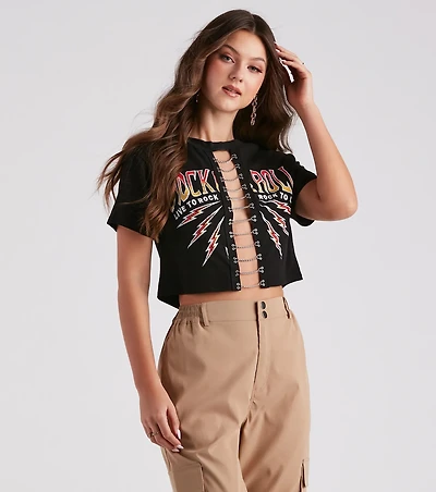 Girls Rock Chain Trim Graphic Tee