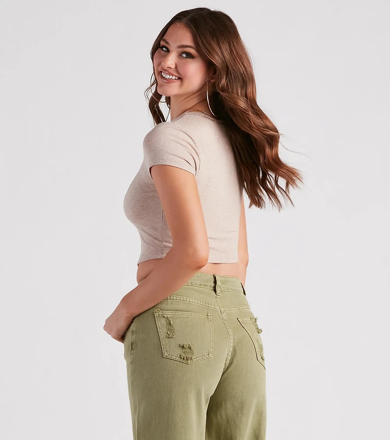 All The Details Rib Knit Crop Top