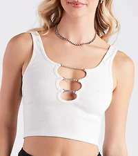 Basics That Shine Rhinestone Crop Tank Top