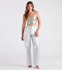 Changing Colors Sequin Iridescent Crop Top