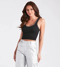 Edgy Basic Chain Trim Tank Top