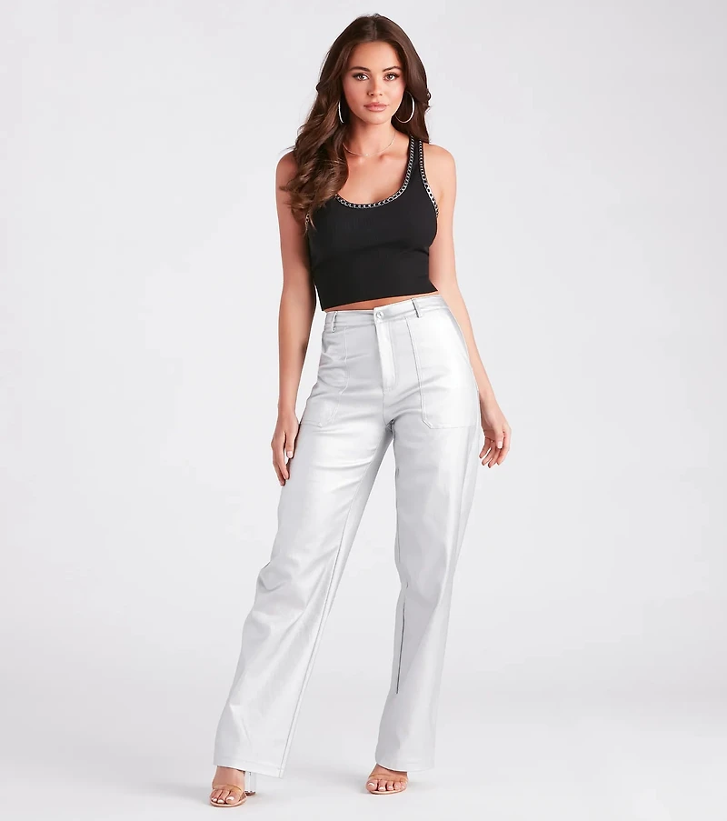 Edgy Basic Chain Trim Tank Top