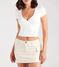 New Level Short Sleeve Wrap-Front Top