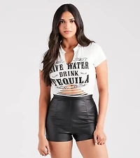 Save Water Drink Tequila Graphic Crop Tee