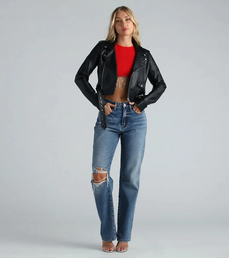 Fringe Benefits High Neck Crop Top