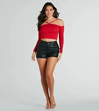 Trendy Perfection Halter Off-The-Shoulder Top