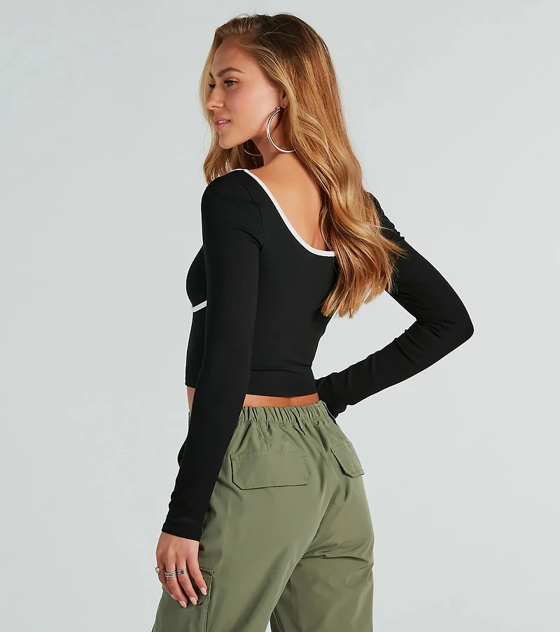 Read Between The Lines Contrast Crop Top