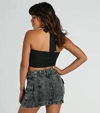Championship Racing Halter Graphic Crop Top