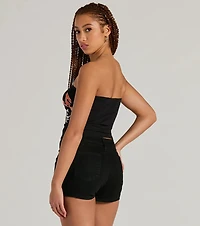 Hustle Crew Strapless Tube Graphic Crop Top