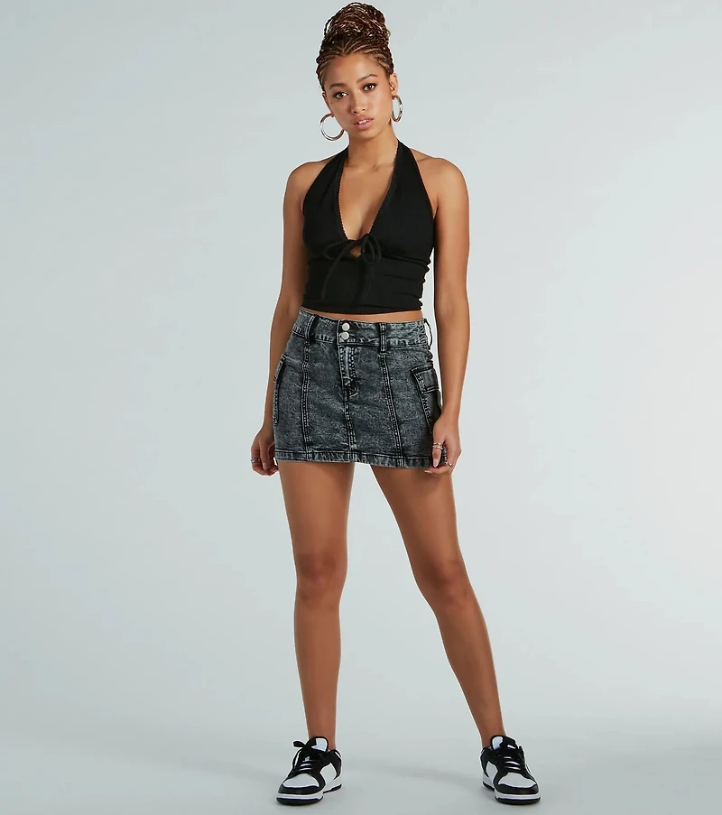 Mood For Love Lace Trim Halter Crop Top