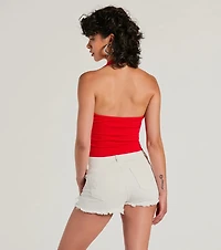 Mood For Love Lace Trim Halter Crop Top