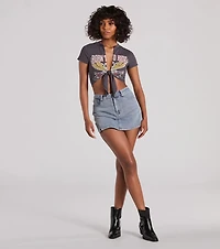 Born To Ride Short Sleeve Tie Front Graphic Tee