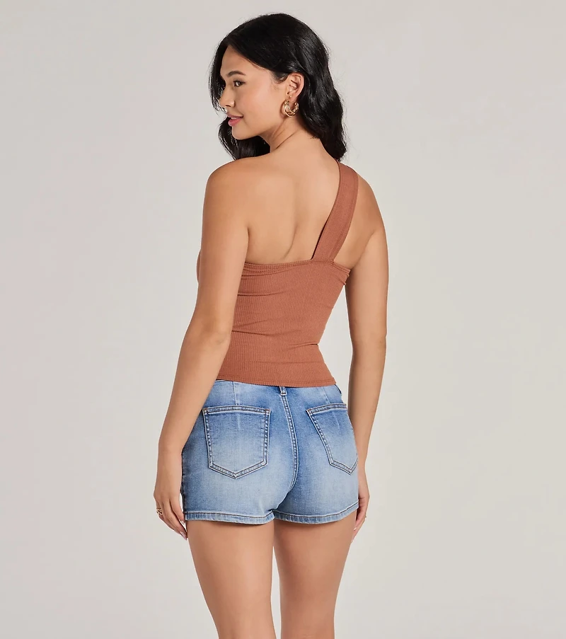 Cutely Charming One-Shoulder Crop Top
