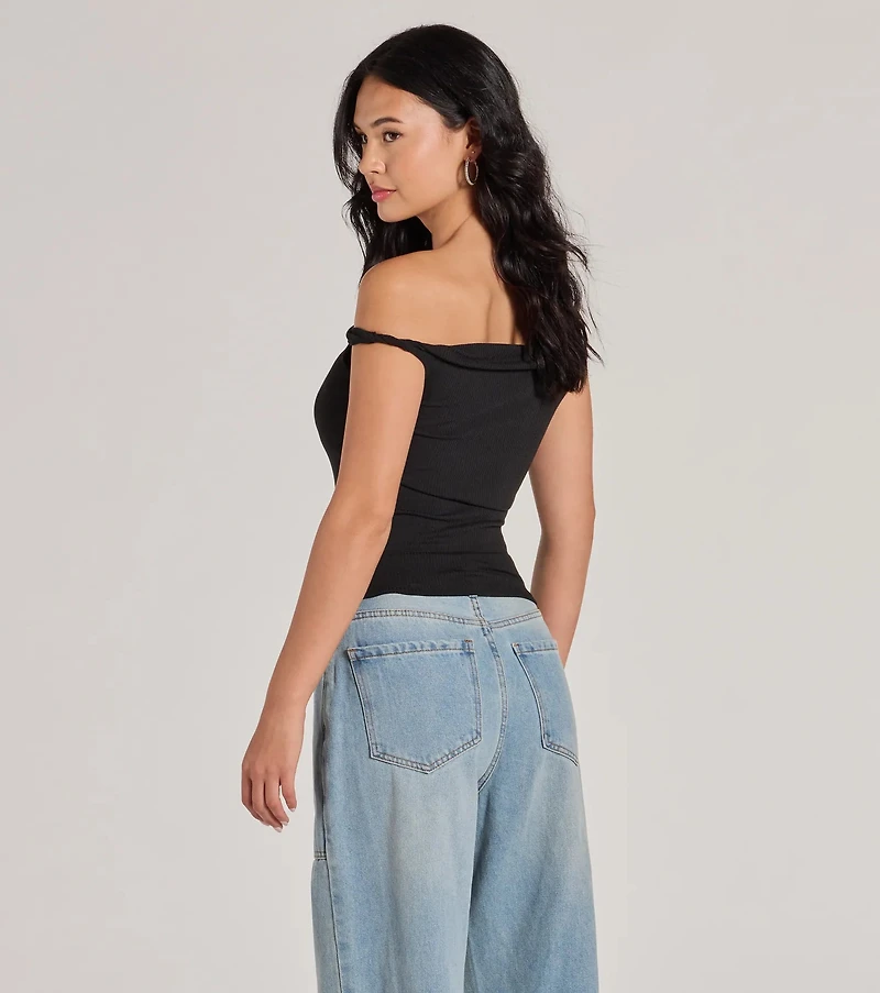 Nothing Sweeter Off-The-Shoulder Crop Top