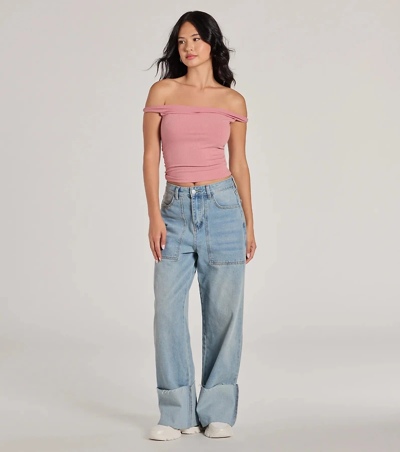 Nothing Sweeter Off-The-Shoulder Crop Top