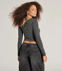 Effortlessly Chic One-Shoulder Ribbed Crop Top