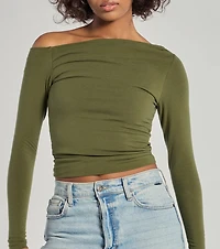 Chic Detail Off-Shoulder Long Sleeve Top