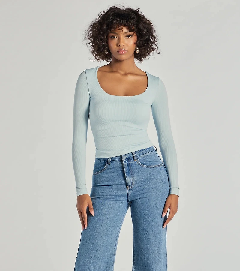 Forever Staple Smooth Knit Long Sleeve Top