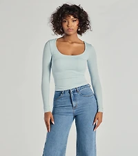 Forever Staple Smooth Knit Long Sleeve Top