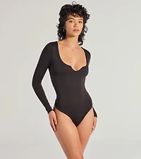 Minimal Chic Ribbed Knit Long Sleeve Bodysuit