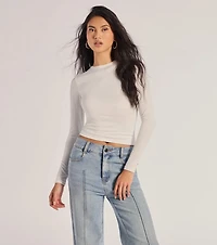 Fave Staple Knit Crew Neck Long Sleeve Top