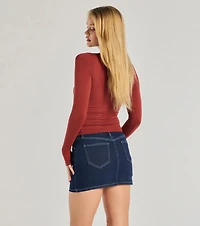 Fave Staple Knit Crew Neck Long Sleeve Top