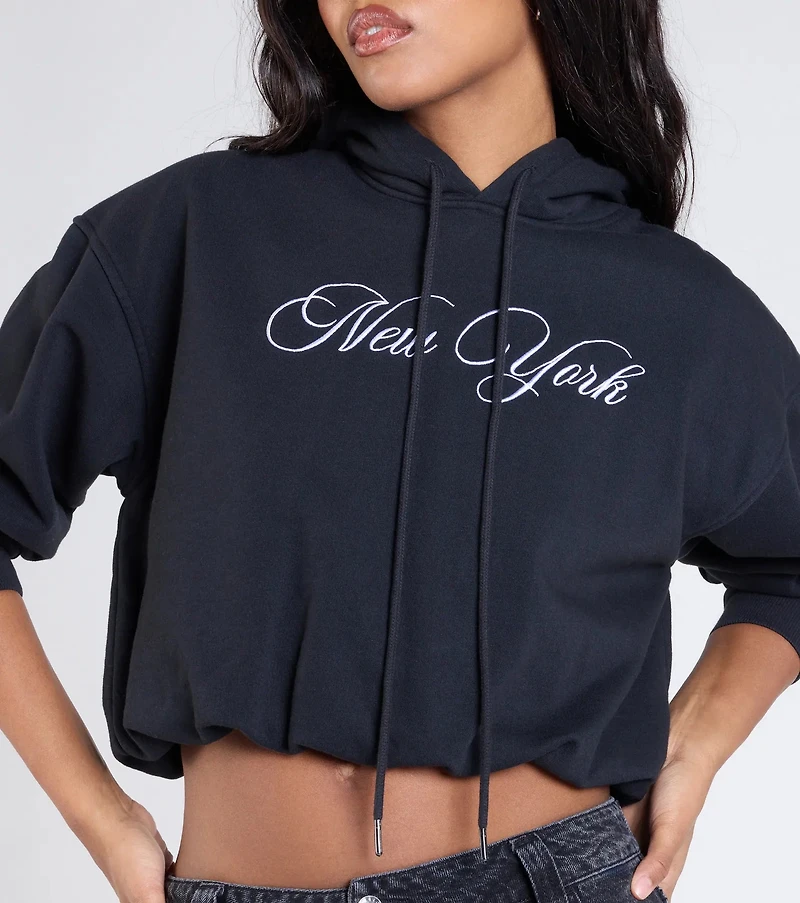New York Bubble Crop Hoodie
