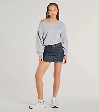 Forever A Fave Long Sleeve Bubble Hem Crop Sweatshirt