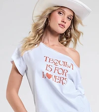 Tequila Is For Lovers Crop Graphic Tee