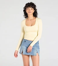 Forever Staple Smooth Knit Long Sleeve Top