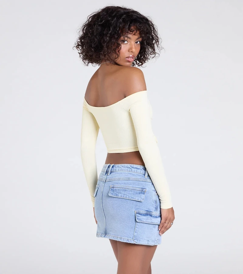 Sultry Perception Off-The-Shoulder Crop Top
