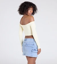 Sultry Perception Off-The-Shoulder Crop Top